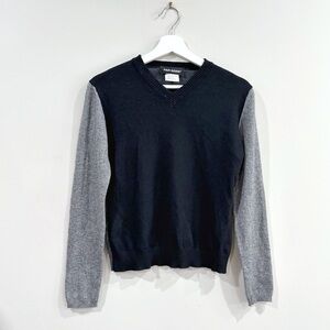 Aida Barni Luxury Women’s Sweater Medium Black Gray Cashmere Silk Italy V-Neck